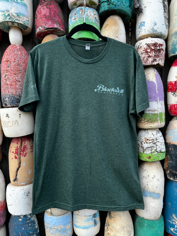 Men's Tri-Blend Short Sleeve Crewneck T-Shirt - Black Forest Green with Light Green Logo - Front
