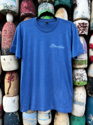 Men's Tri-Blend Short Sleeve Crewneck T-Shirt -Vintage Royal Blue with Light Blue Logo - Front